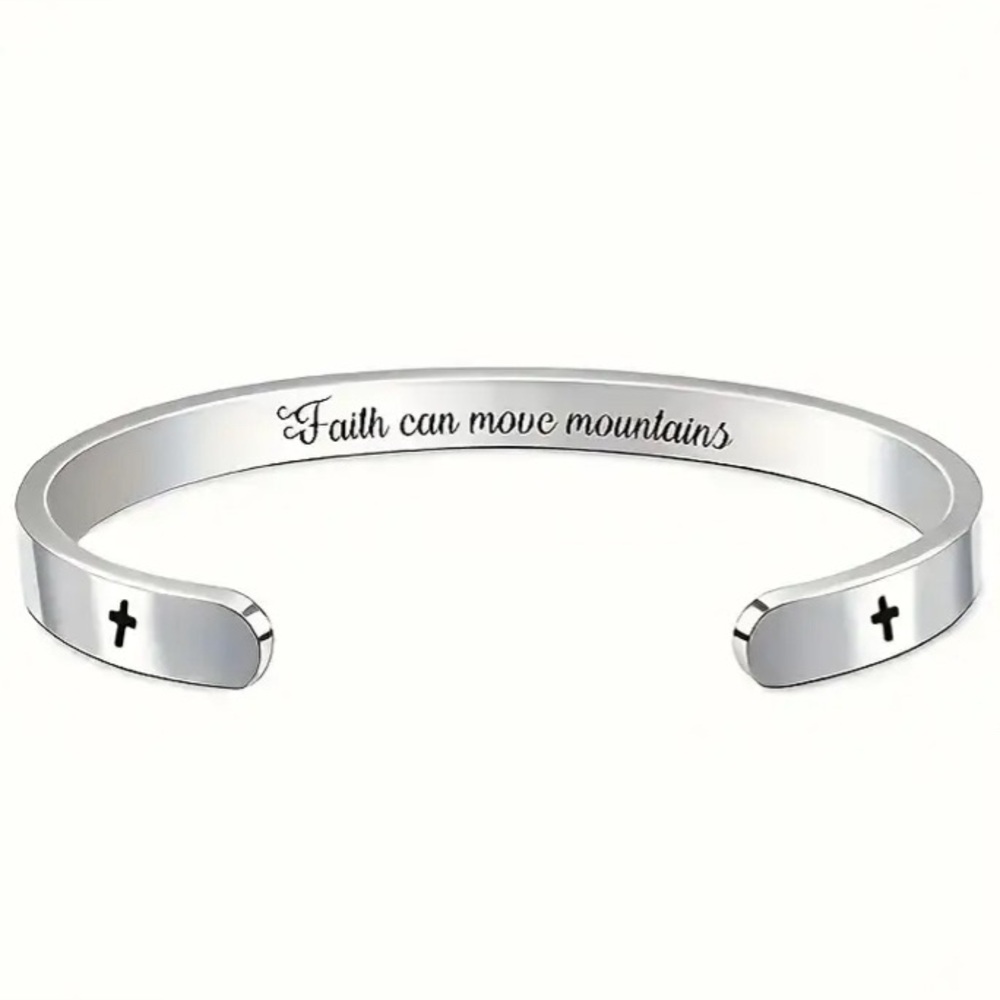NWOT Stainless Silver Inspirational Cuff Bracelet